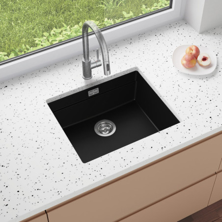 Multifunktional Einbecken Granit-Unterbauspüle ohne Abtropffläche Coral 60 Low Level