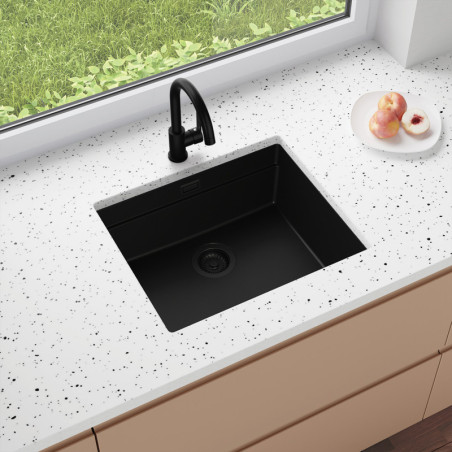 Multifunktional Einbecken Granit-Unterbauspüle ohne Abtropffläche Coral 60 Low Level
