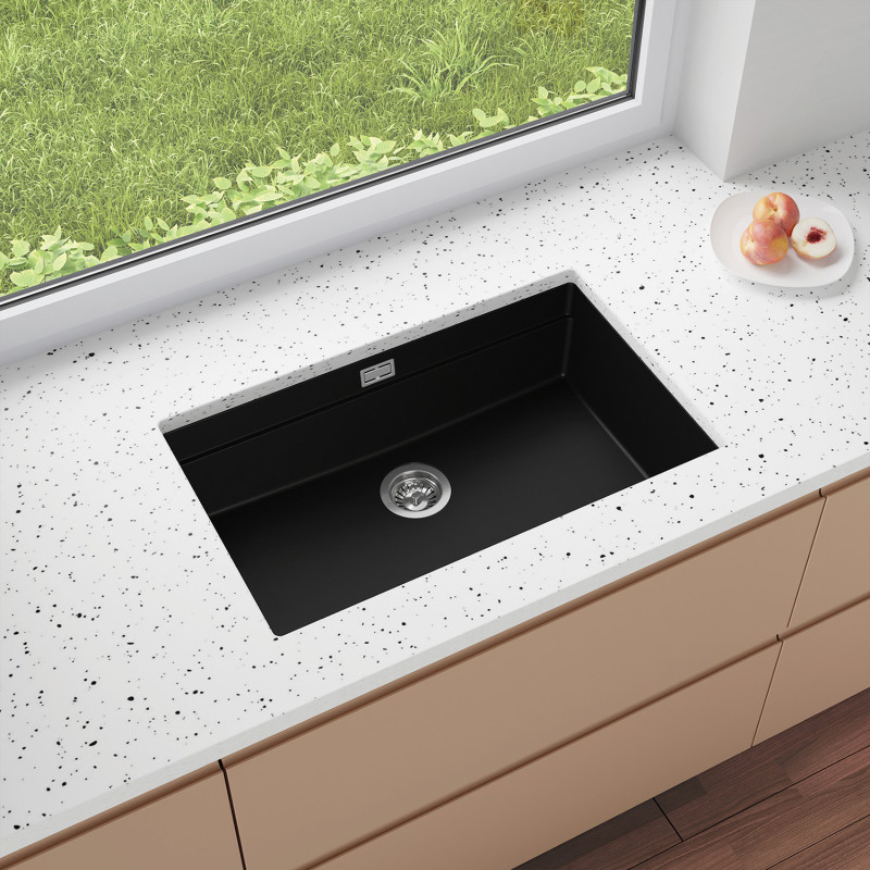 Multifunktional Einbecken Granit-Unterbauspüle ohne Abtropffläche Coral 80 Low Level