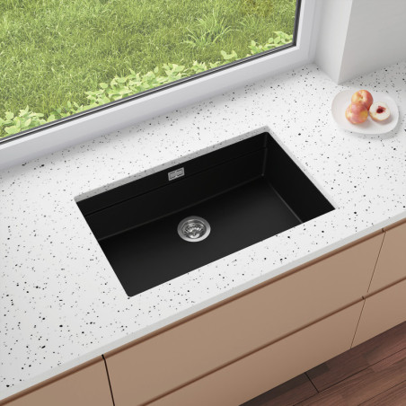 Multifunktional Einbecken Granit-Unterbauspüle ohne Abtropffläche Coral 80 Low Level
