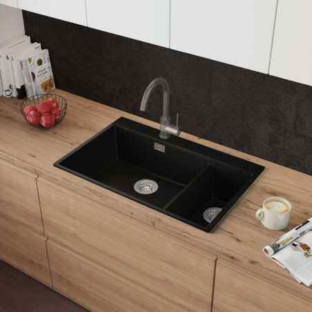 Multifunktional Eineinhalbbecken Granitspüle ohne Abtropffläche Rubin 80 Dual High Level