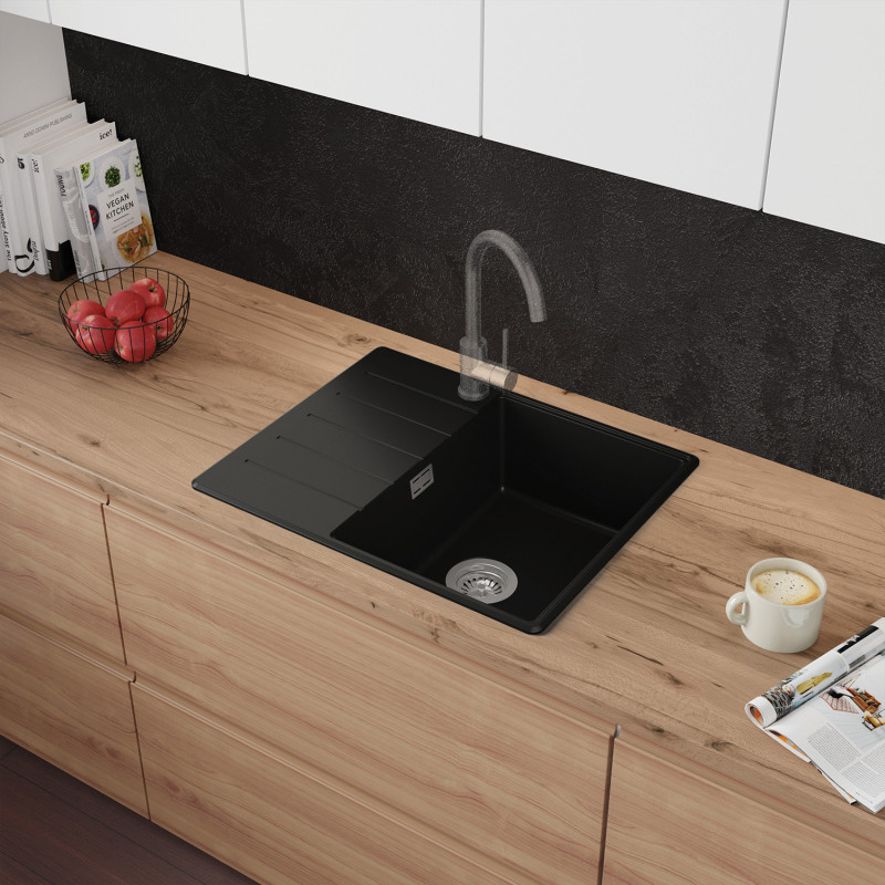 Multifunktional Einbecken Granitspüle mit Abtropffläche Ametyst 620-45 High Level