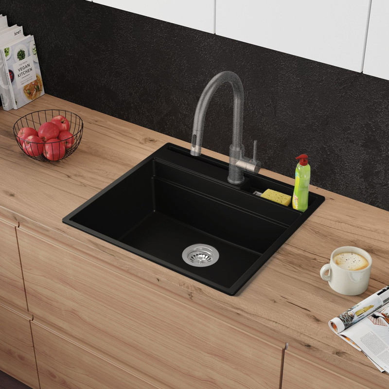 Rubin 60 Clean Zone Two Levels - Egymedencés gránit multifunkciós konyhai mosogató csepegtető nélkül, tárolóhellyel a tartozékoknak