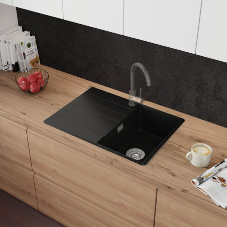 Einbecken Granitspüle mit Abtropffläche Ametyst 700-40 High Level
