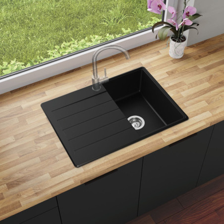 Einbecken Granitspüle mit Abtropffläche Ametyst 700-40 High Level