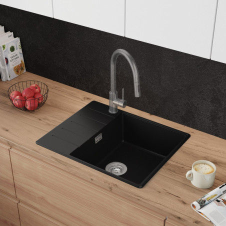 Einbecken Granitspüle mit Abtropffläche Ametyst 620-50 High Level