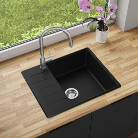 Einbecken Granitspüle mit Abtropffläche Ametyst 620-50 High Level