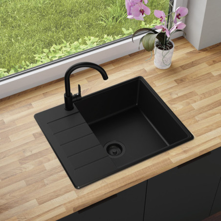Einbecken Granitspüle mit Abtropffläche Ametyst 620-50 High Level