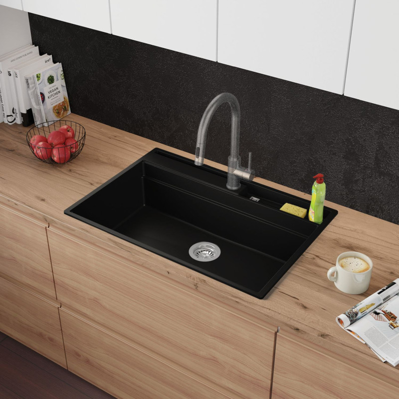 Multifunktional Einbecken Granitspüle ohne Abtropffläche Rubin 80 Clean Zone Two Levels - mit Platz für Zubehör