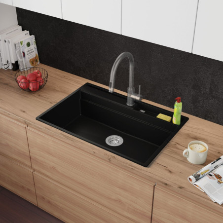 Multifunktional Einbecken Granitspüle ohne Abtropffläche Rubin 80 Clean Zone Two Levels - mit Platz für Zubehör