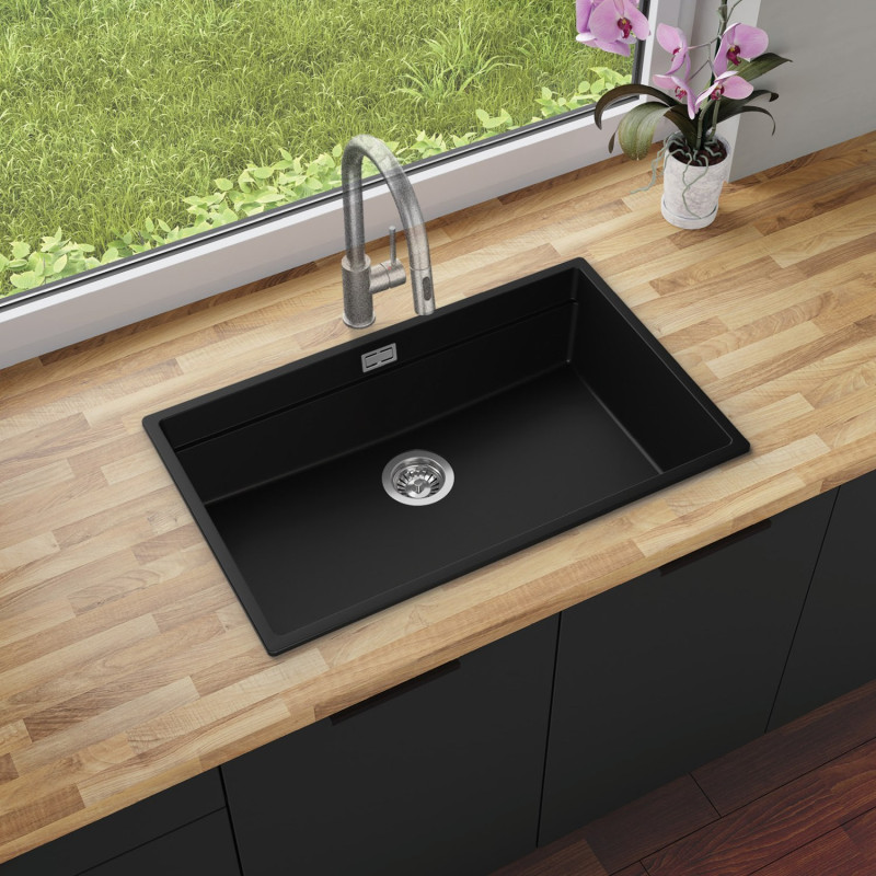 Multifunktional Einbecken Granitspüle ohne Abtropffläche Coral 80 Low Level Thin