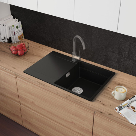 Multifunktional Einbecken Granitspüle mit Abtropffläche Pearl 780-50 Low Level
