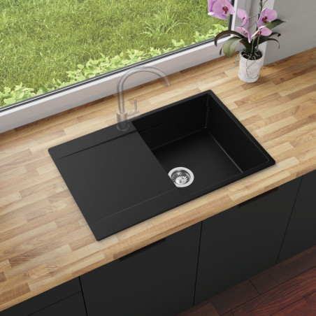 Multifunktional Einbecken Granitspüle mit Abtropffläche Pearl 780-50 Low Level
