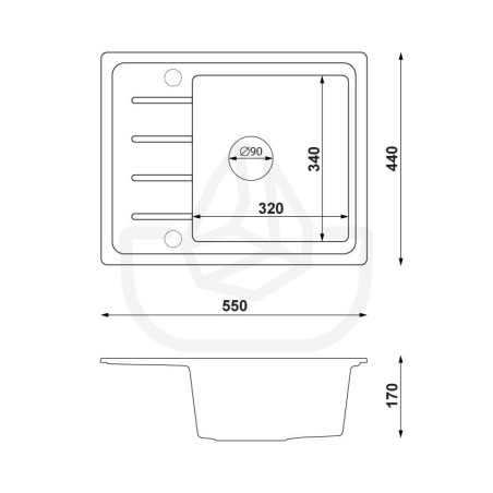 Ametyst 550-45 Simple - Egymedencés gránit konyhai mosogató csepegtetővel